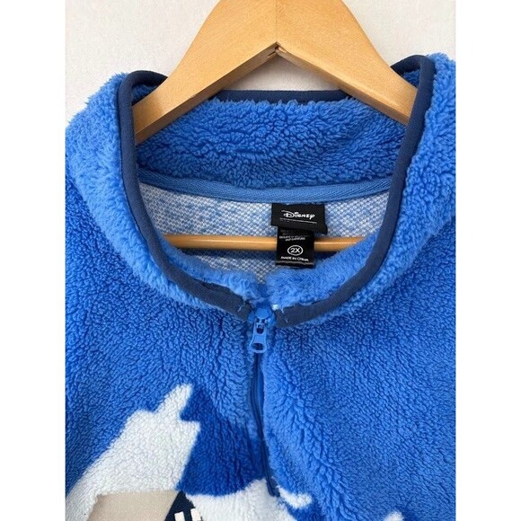 Disney Mickey Mouse & Friends Ski Scene Sherpa Quarter Zip Crewneck Size 2X - Picture 3 of 10